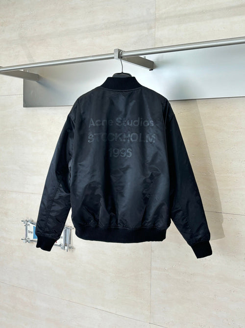 Acne Studios Ribbed Collar Zip‑Up Oversized Bomber Jacket