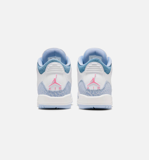Air Jordan 3 Retro Cobalt Bliss | Grade School Lifestyle Shoe | White/Cobalt Bliss/Football Grey/Pink Glaze
