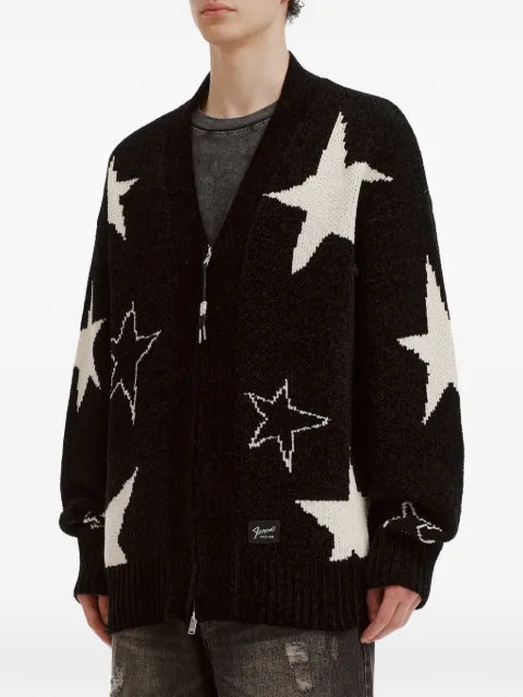 FIVE CM star-intarsia zip-up cardigan