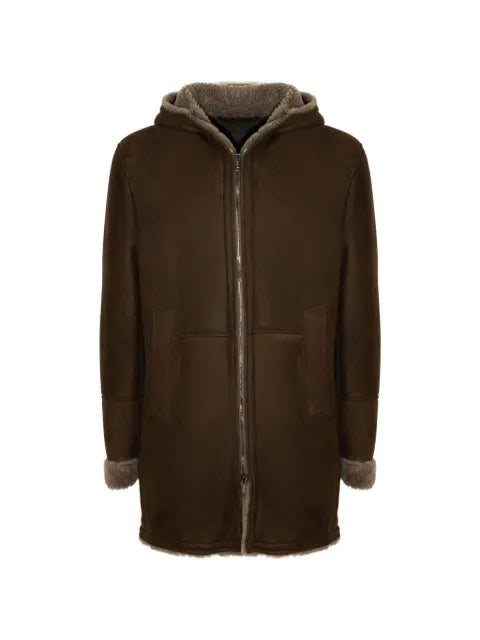 VOLFAGLI hooded fur-trimmed coat