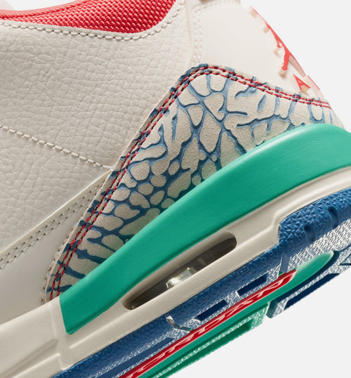 Air Jordan 3 Retro Play Your Way Big Kids' Lifestyle Shoes - Chalk/Track Red/True Blue/Kinetic Green