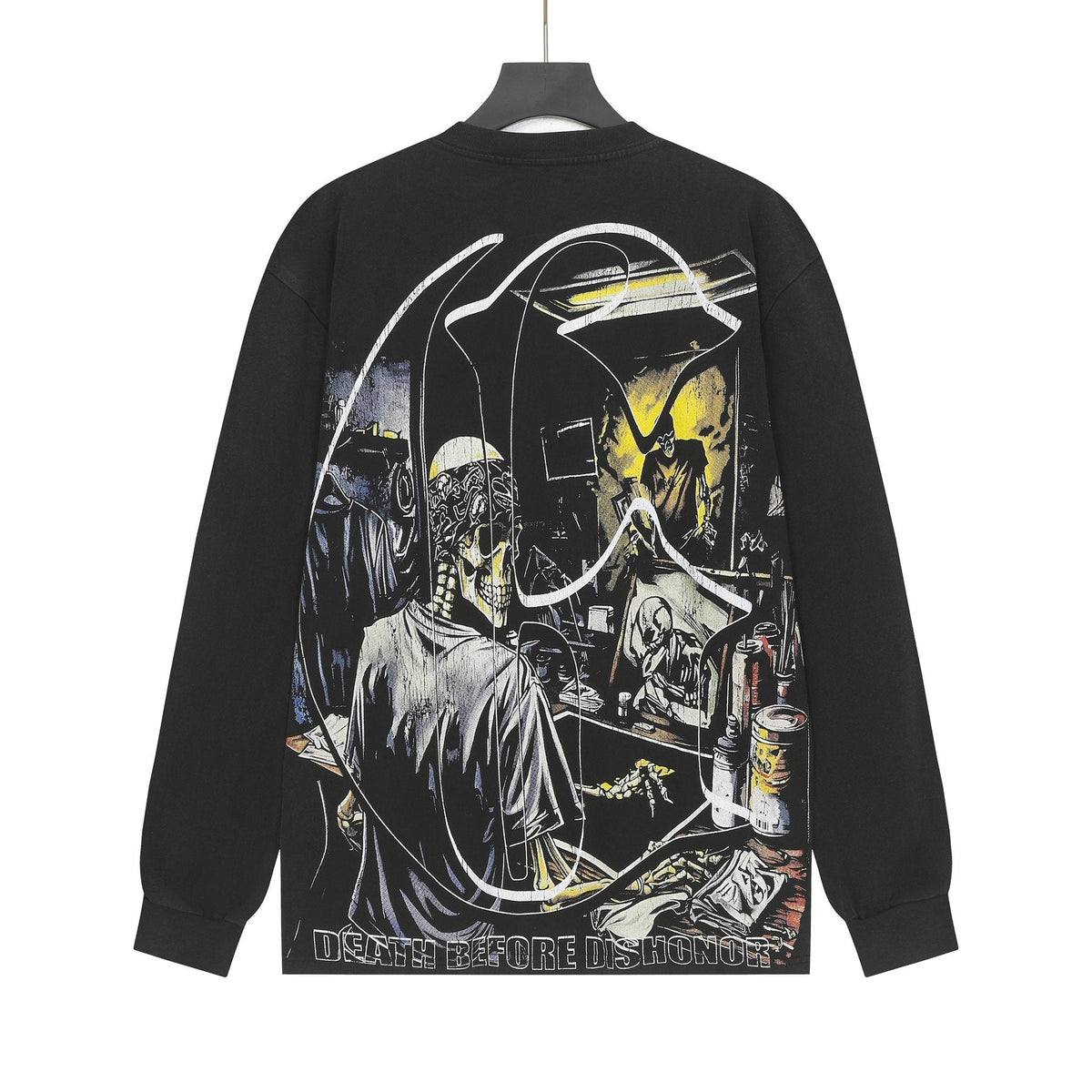 Godspeed Washed Black Rock Graphic Long-Sleeve T-Shirt