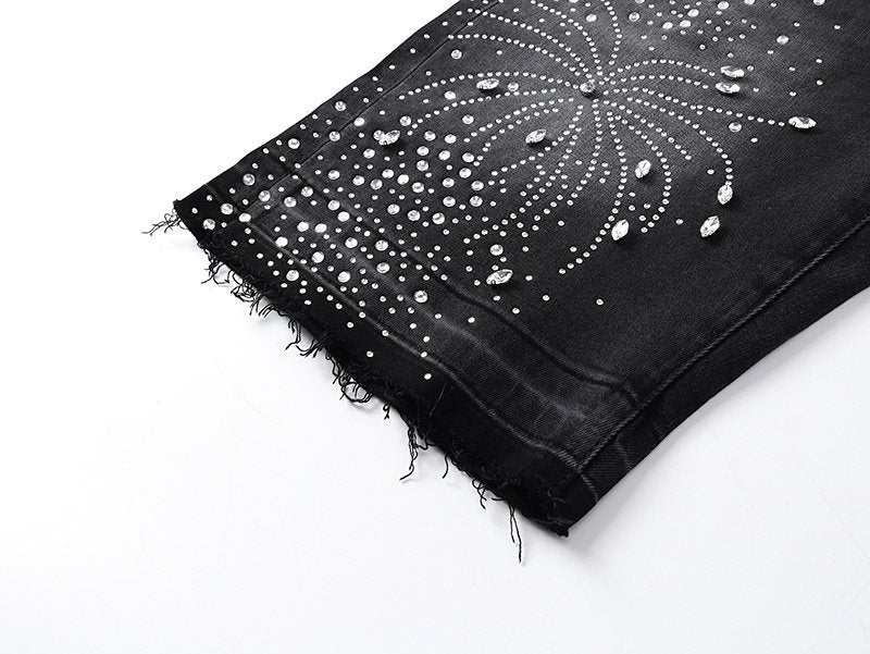 Purple Brand Rhinestone Starburst Denim Shorts