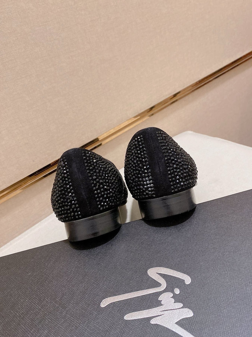Giuseppe Zanotti Men's Black Studded Gold Accent Loafers