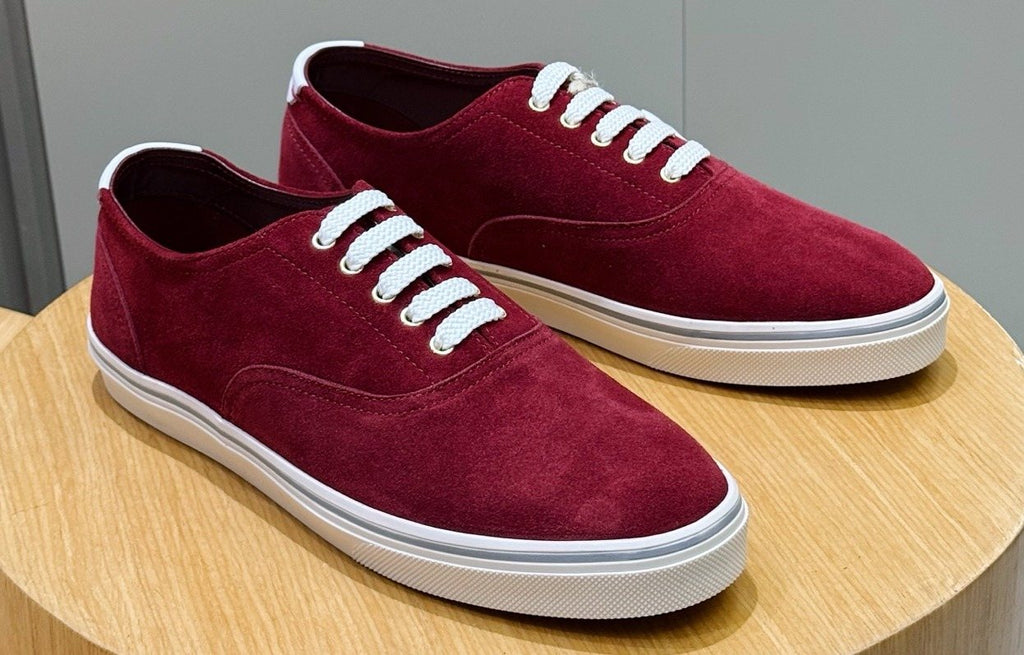 Brunello Cucinelli Burgundy Suede Low-Top Sneakers