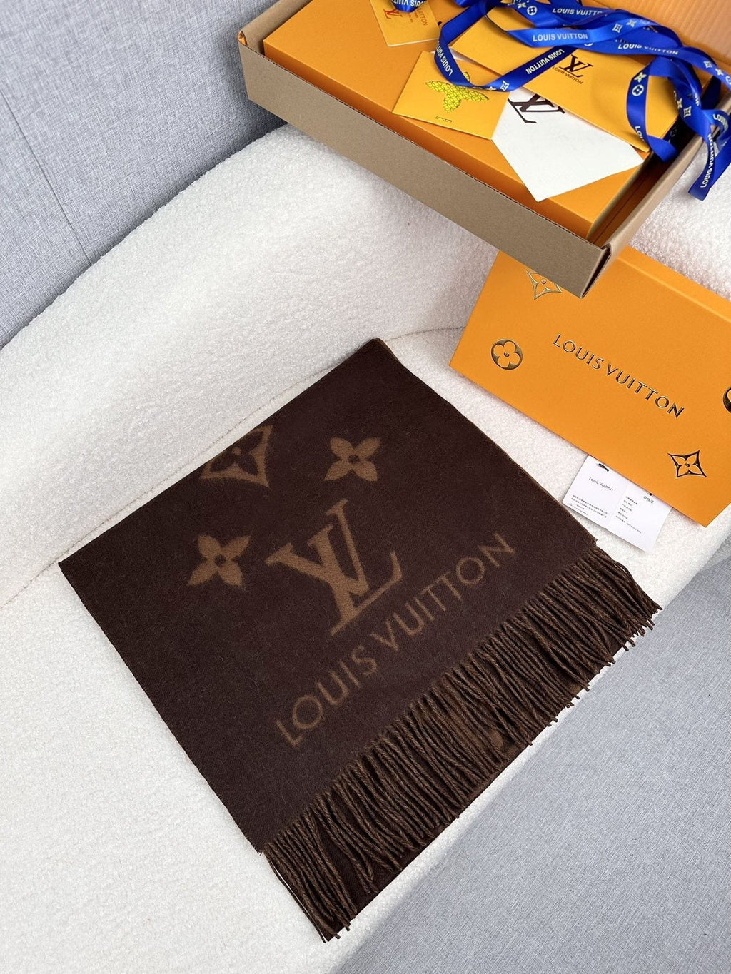 Louis Vuitton Reversible Monogram Fringe Scarf
