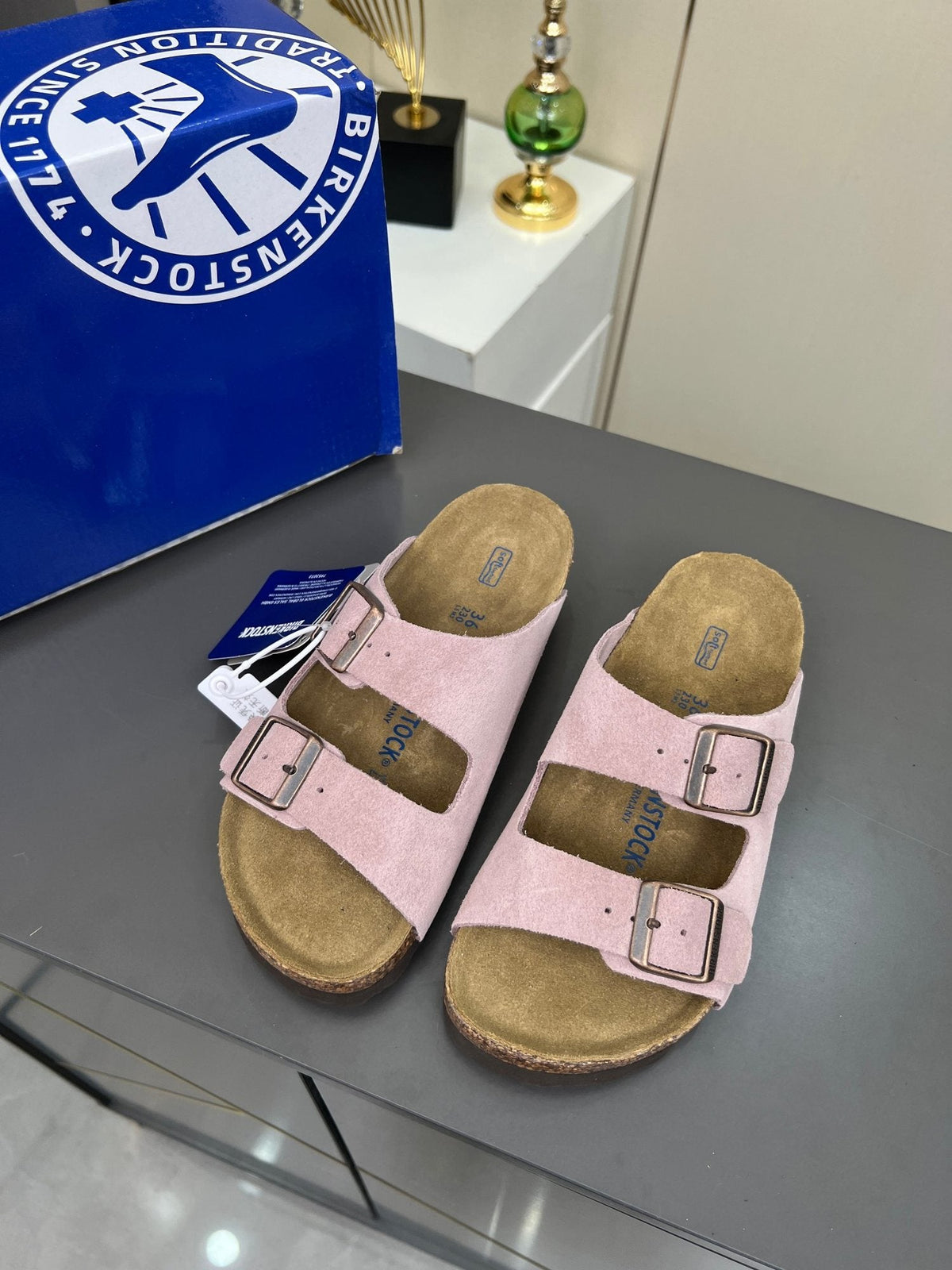 Birkenstock Two-Strap Buckle Slide Sandals