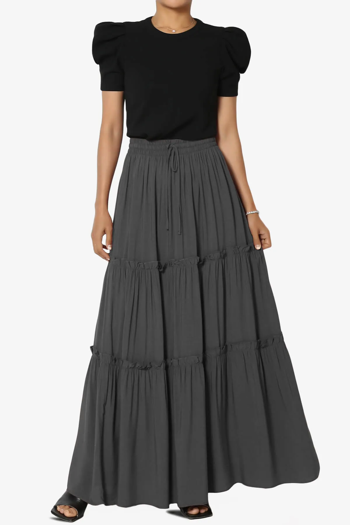 Kelton Ruffle Tiered Woven Maxi Skirt PLUS